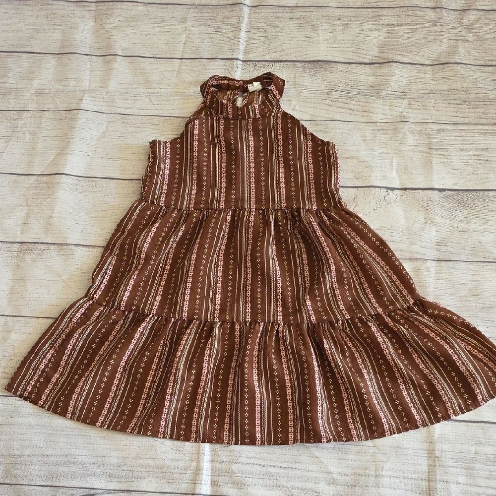 SHEIN Brown and White Halter Tiered Sundress - Picture 1 of 6